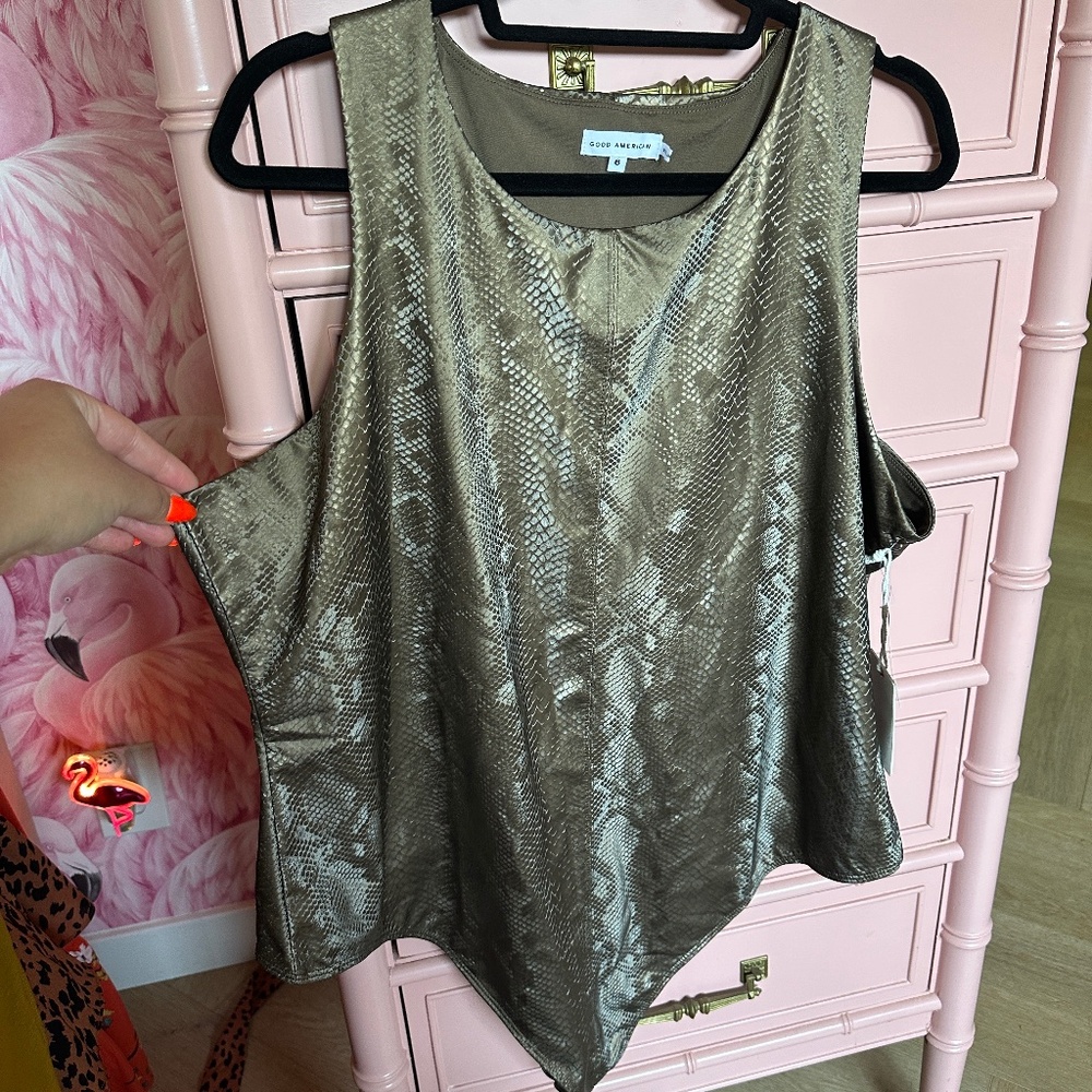 NWT Good American Better Than Leather Metallic Bronze Snakes Bodysuit - Picture 6 of 11